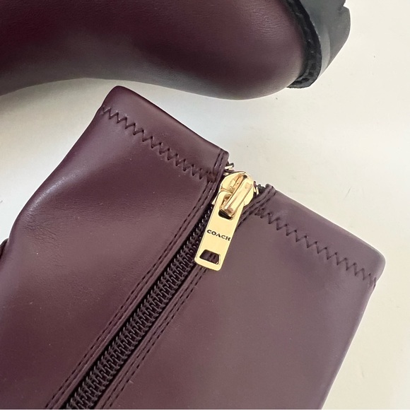 Coach Joy Logo Ankle Boots In Dark Cranberry Color - New In Box - Reemoly - Picture 13 of 16